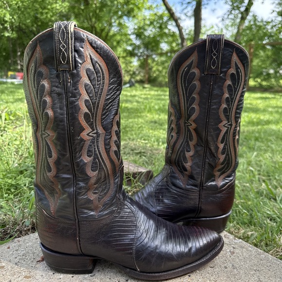 Tony Lama Other - VTG Tony Lama Mens Brown Teju Lizard Skin Western Cowboy Boots 8536 Size 9.5 D